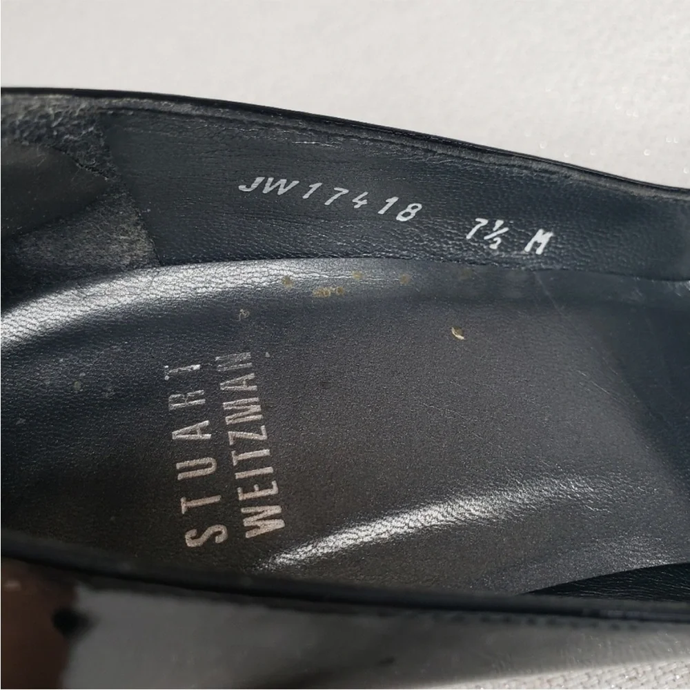 Stuart Weitzman Black Patent Peep-Toe Heels